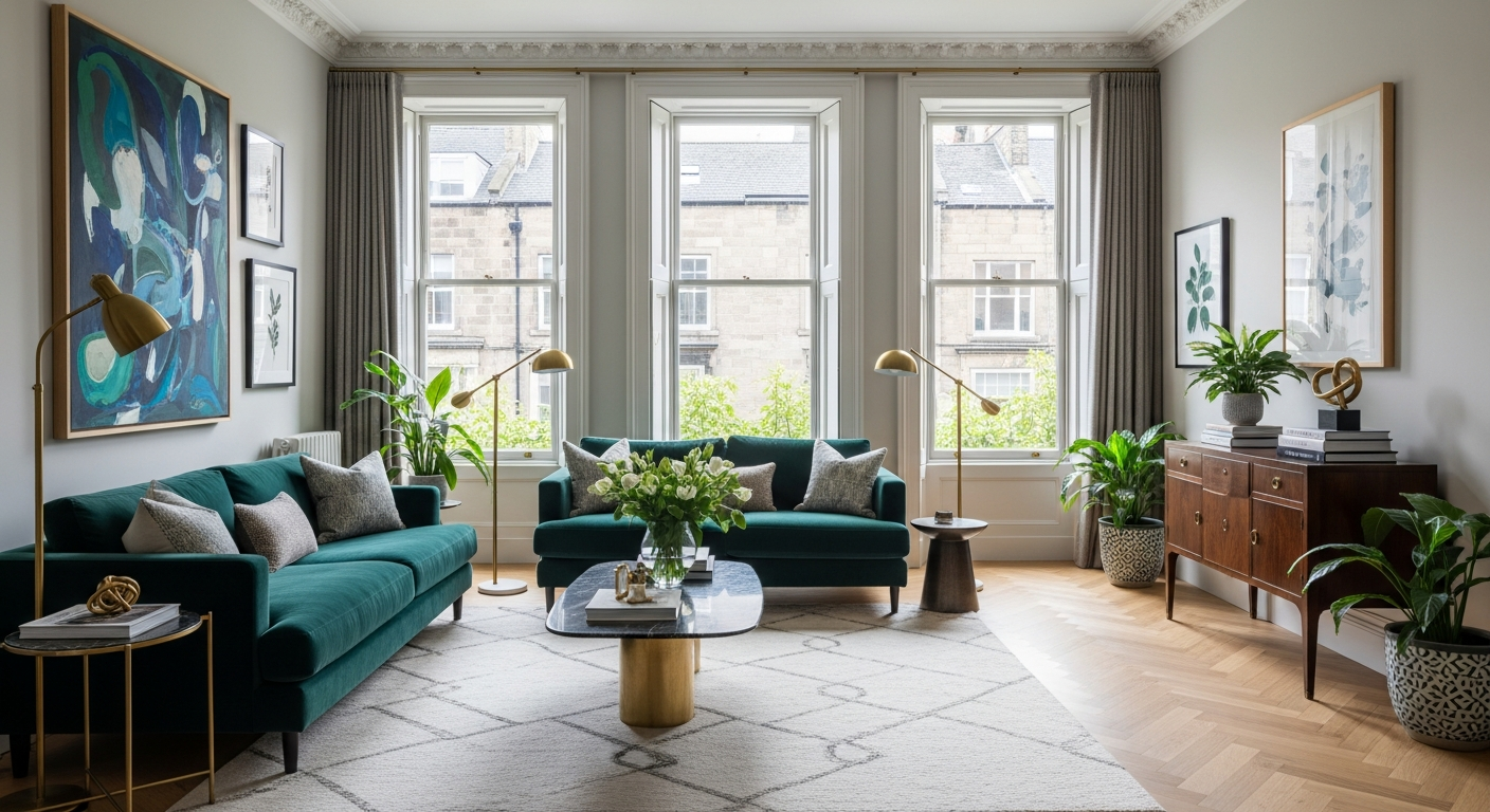 Elegant living room designed by Vertigo Interiors